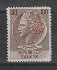 1955 REPUBBLICA ITALIANA N°785 ITALIA TURRITA L 100 FIL. STELLE MNH MF128963