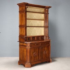 Credenza Libreria con Alzata Antica Noce 6 Cassetti Italia XIX Secolo Originale