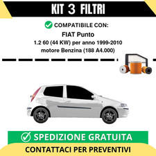 Kit 3 Filtri Tagliando per FIAT Punto 1.2 60 44 kw Benzina 1999-2010