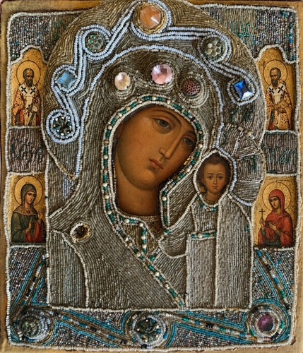 Antica icona russa - "madonna, di