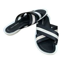 Dolce & Gabbana Sandals Womens Size 8 Black & White Cloth Slides Modern Italy