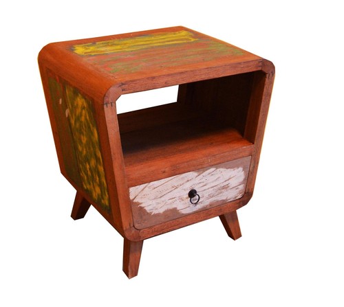 Comodino industrial con legno - con,