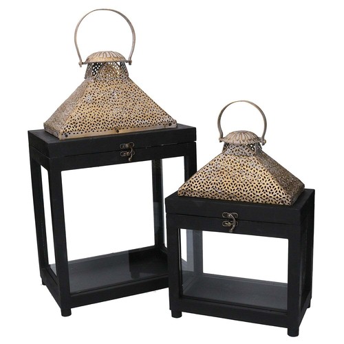 Set lanterne legno nero - in,