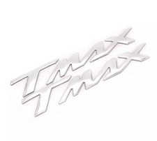 2 ADESIVI/STICKERS in RESINA 3D SCRITTA TMAX SCOOTER GRIGIO YAMAHA T MAX 500 530