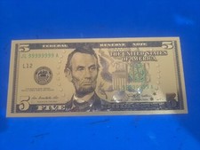 Lotto A056 – Banconota 5 dollari laminato oro - USA – come da foto