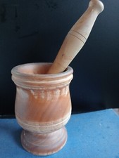  VECCHIO MORTAIO IN LEGNO CON PESTELLO VALLE OSSOLA ORIGINALE D'EPOCA 