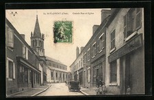 CPA St-Florent, Grande Rue et Eglise 1913 