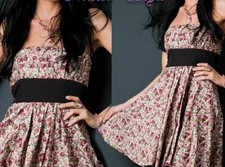 Sexy Miss Abito a Fascia Benda Cintura Fiore Look S 34 M 36 L 38 Nuovo Top Stile