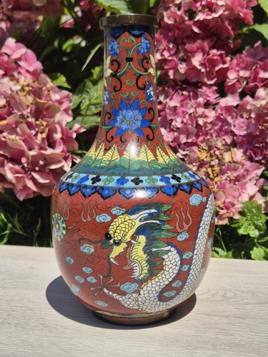 Antico vaso drago smaltato - vaso,