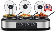 Servidores Y Calentador De Buffet Triple De Cocción Lenta, 1,5 QT, Negro NUOVO US.