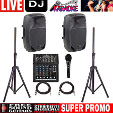 IMPIANTO AUDIO COMPLETO 600 watt PER KARAOKE DJ LIVE CASSE + MIXER CON EFFETTI 