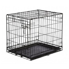 GABBIA PER CANI CANE IN METALLO NERO 96 X 84 X 64 CM PER TRASPORTO CON RUOTE
