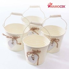 SECCHIELLO Latta d.13 h11 crema bomboniera confettata matrimonio portavaso fiori