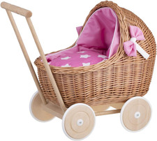 Passeggino Bambole in Vimini Naturale Passeggino Giocattolo Bambina Carrozzina B