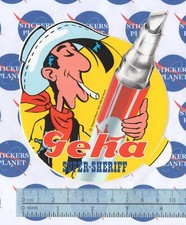 ADESIVO STICKER VINTAGE AUTOCOLLANT AUFKLEBER GEHA SUPER SHERIFF LUKY LUKE