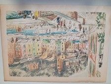 Stampa acquerellata a colori  Michele Cascella