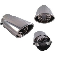 SCARICO OVALE SPORTIVO CODINO MARMITTA TERMINALE AUTO TUNING ACCIAIO CROMATO