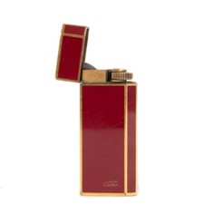 Accendino Cartier oro giallo 5 facce laccato burgundy 