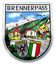 Adesivo ricordo passo del Brennero confine Austria Italia moto caravan d'epoca