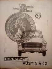 INNOCENTI AUSTIN A 40 Auto Economica Fatta Senza Autonomia - Pubblicità , 1961