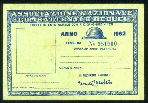 Tessera 1962 associazione - tessera,