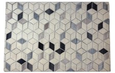 Tappeto 100% LANA Grigio Beige 160X230 CM Lana Naturale Intessuto A Mano HT342u