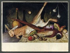 NINO PAROLA - SALUZZO  (Cuneo) - COMPOSIZIONE CON LEPRE E FAGIANO -Cartolina F/G