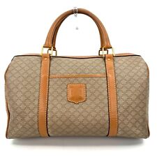 Borsa a mano Celine Macadam PVC pelle beige marrone Boston autentica [Rank AB]