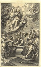 Incisione Originale XVII sec. Ascensione Maria Cornelis Galle cm 22 x 38 ca.
