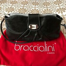 Borsa originale BRACCIALINI in VERA PELLE nera con tracolla elegante cerimonia 