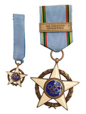 CONI MERITO SPORTIVO OLIMPIADI -COPPIA  MEDAGLIE SMALTATE CON NASTRINO