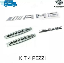 KIT 4PZ STEMMA ADESIVO PER MERCEDES AMG A B C E G CLA GL GLA GLE CROMO