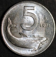 Italia 5 Lire 1971 KM# 92