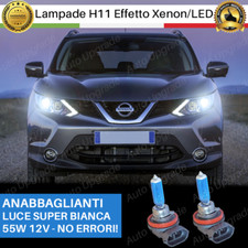 COPPIA LAMPADE H11 PER NISSAN QASHQAI J11 EFFETTO XENON BIANCHI ANABBAGLIANTI
