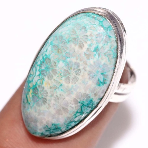 Anello corallo fossile - , blu