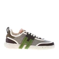 HOGAN scarpe donna sneaker 3R Recycle in canvas blu con pelle scamosciata panna