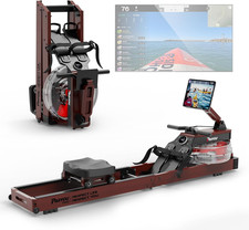 Vogatore per Casa in Quercia, 150 Kg Vogatore Ad Acqua Pieghevole Con Display Bl