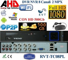 KIT Dvr 8 Canali CON HD 500GB AHD PROFESSIONALE iPhone Android P2P TOP QUALITY