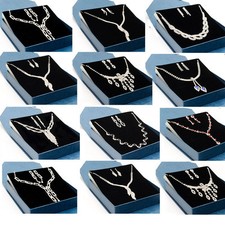 Set gioielli con astuccio strass collier orecchini confezione regalo bigiotteria collana