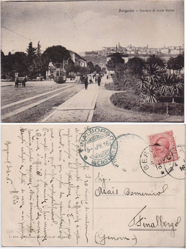 Cartolina bergamo giardini - cartolina,