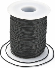 Corda in Cotone Cerato, 100 M, Colore: Nero, 1 Mm, per Bracciali, Collane, Gioie