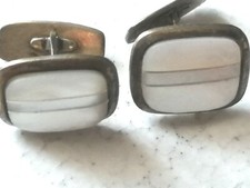 Antichi gemelli da uomo in argento 835 tedeschi inserto in madreperla anni 50