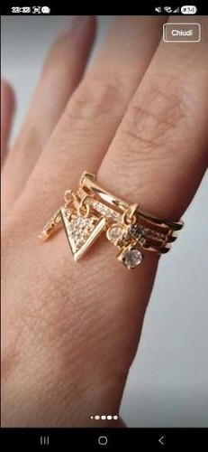 Anello regolabile acciaio gold - anello,