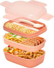 Porta Pranzo per Adulti, 1900ML Lunch Box Con Scomparti E Posate, 3 Strati Bento