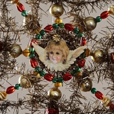 RARA Stella Vittoriana 25 cm Doppia Faccia con Angeli Lametta Angels Victorian