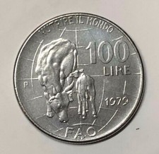 ITALIA REPUBBLICA 100 LIRE COMMEMORATIVA 1979 FAO NUTRIRE IL MONDO - SPL -