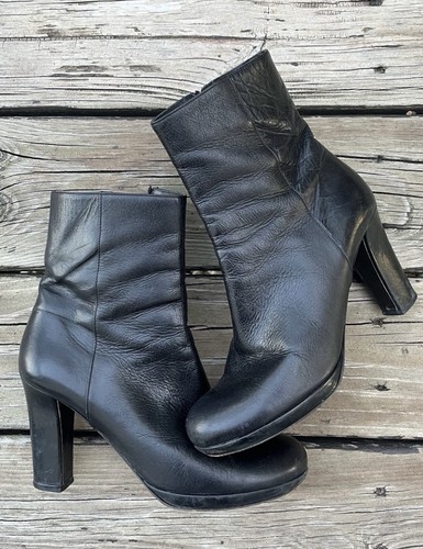 Prada black leather booties - prada,