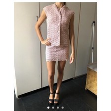 completo tailleur donna rosa pizzo vintage anni 60 taglia s small