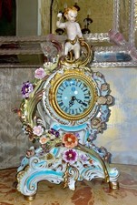 grandioso orologio da tavolo in porcellana policroma, collezione kingarm