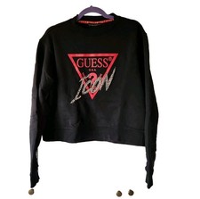 Felpa Guess Logo Gioiello. Nero. Tg. L. Promo -50%